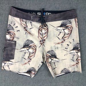 Salt Life Fishing Board Shorts 38 SLX QD Lightweight Quick Dry Performance Men's